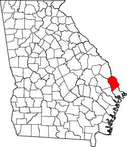 Karte von Effingham County innerhalb von Georgia