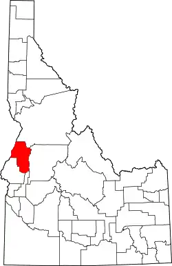 Karte von Adams County innerhalb von Idaho