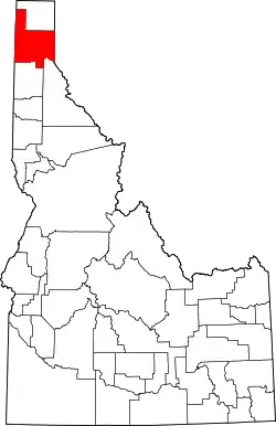 Karte von Bonner County innerhalb von Idaho