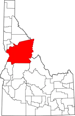 Karte von Idaho County innerhalb von Idaho
