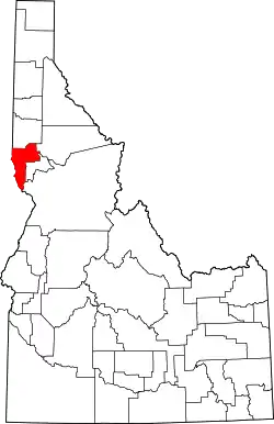 Karte von Nez Perce County innerhalb von Idaho