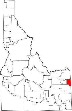 Karte von Teton County innerhalb von Idaho