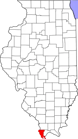 Karte von Alexander County innerhalb von Illinois
