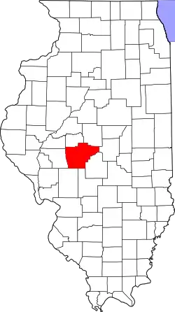 Karte von Sangamon County innerhalb von Illinois