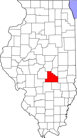 Karte von Shelby County innerhalb von Illinois