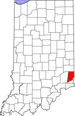 Karte von Dearborn County innerhalb von Indiana