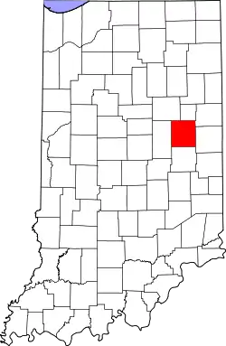 Karte von Delaware County innerhalb von Indiana