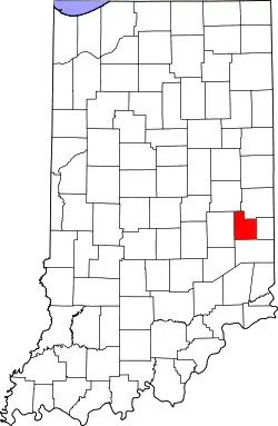 Karte von Fayette County innerhalb von Indiana