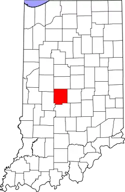 Karte von Hendricks County innerhalb von Indiana