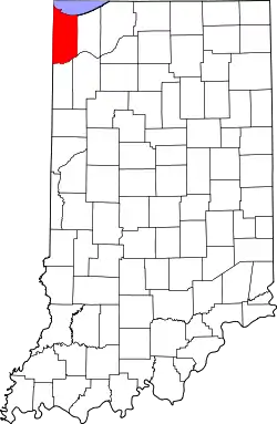 Karte von Lake County innerhalb von Indiana