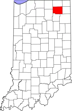 Karte von Noble County innerhalb von Indiana
