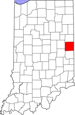 Karte von Randolph County innerhalb von Indiana