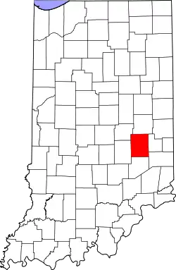 Karte von Rush County innerhalb von Indiana
