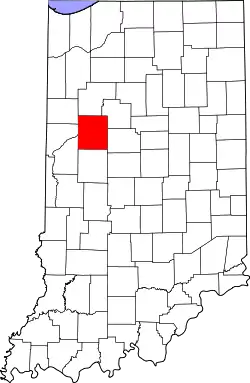 Karte von Tippecanoe County innerhalb von Indiana