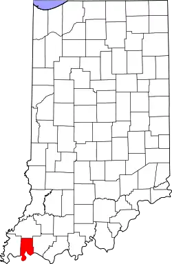 Karte von Vanderburgh County innerhalb von Indiana