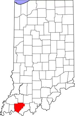 Karte von Warrick County innerhalb von Indiana