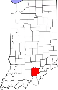 Karte von Washington County innerhalb von Indiana