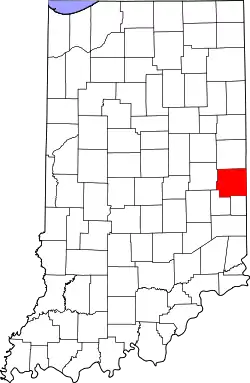 Karte von Wayne County innerhalb von Indiana