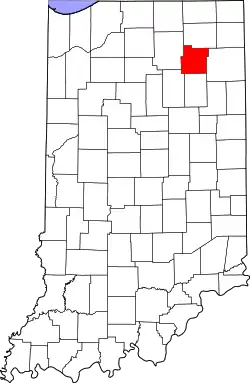 Karte von Whitley County innerhalb von Indiana