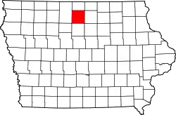 Karte von Hancock County innerhalb von Iowa