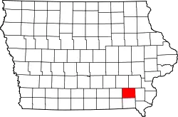 Karte von Jefferson County innerhalb von Iowa