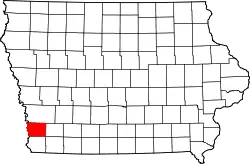 Karte von Mills County innerhalb von Iowa