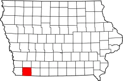 Karte von Page County innerhalb von Iowa