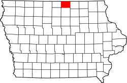 Karte von Worth County innerhalb von Iowa