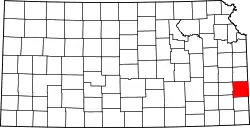 Karte von Bourbon County innerhalb von Kansas