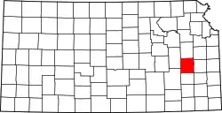 Karte von Coffey County innerhalb von Kansas