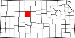Karte von Ellis County innerhalb von Kansas
