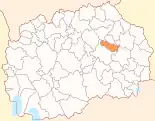 Karte von Nordmazedonien, Position von Opština Karbinci hervorgehoben