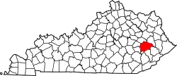 Karte von Breathitt County innerhalb von Kentucky