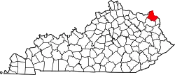 Karte von Greenup County innerhalb von Kentucky