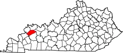 Karte von Webster County innerhalb von Kentucky