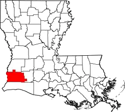 Karte von Calcasieu Parish innerhalb von Louisiana