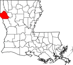 Karte von De Soto Parish innerhalb von Louisiana