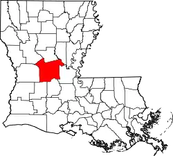 Karte von Rapides Parish innerhalb von Louisiana