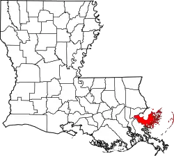 Karte von Saint Bernard Parish innerhalb von Louisiana