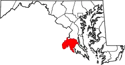 Karte von Charles County innerhalb von Maryland