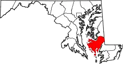 Karte von Dorchester County innerhalb von Maryland