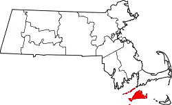 Karte von Dukes County innerhalb von Massachusetts