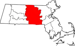 Karte von Worcester County innerhalb von Massachusetts