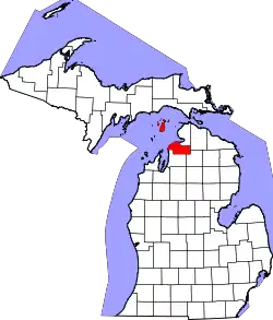 Karte von Charlevoix County innerhalb von Michigan
