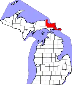 Karte von Chippewa County innerhalb von Michigan
