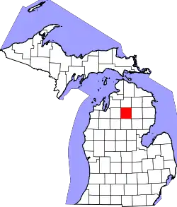 Karte von Crawford County innerhalb von Michigan