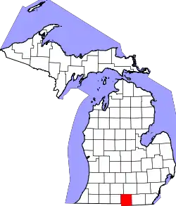 Karte von Hillsdale County innerhalb von Michigan