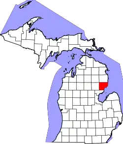 Karte von Iosco County innerhalb von Michigan