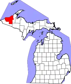 Karte von Ontonagon County innerhalb von Michigan