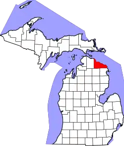 Karte von Presque Isle County innerhalb von Michigan